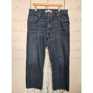 Levis 569 Loose Straight Jeans Mens 36x34 Dark Wash Blue Denim